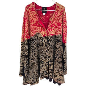 Heyne Bogut Women Size XL Top Boxy Snap Front Cardigan Hand Dyed Painted 5